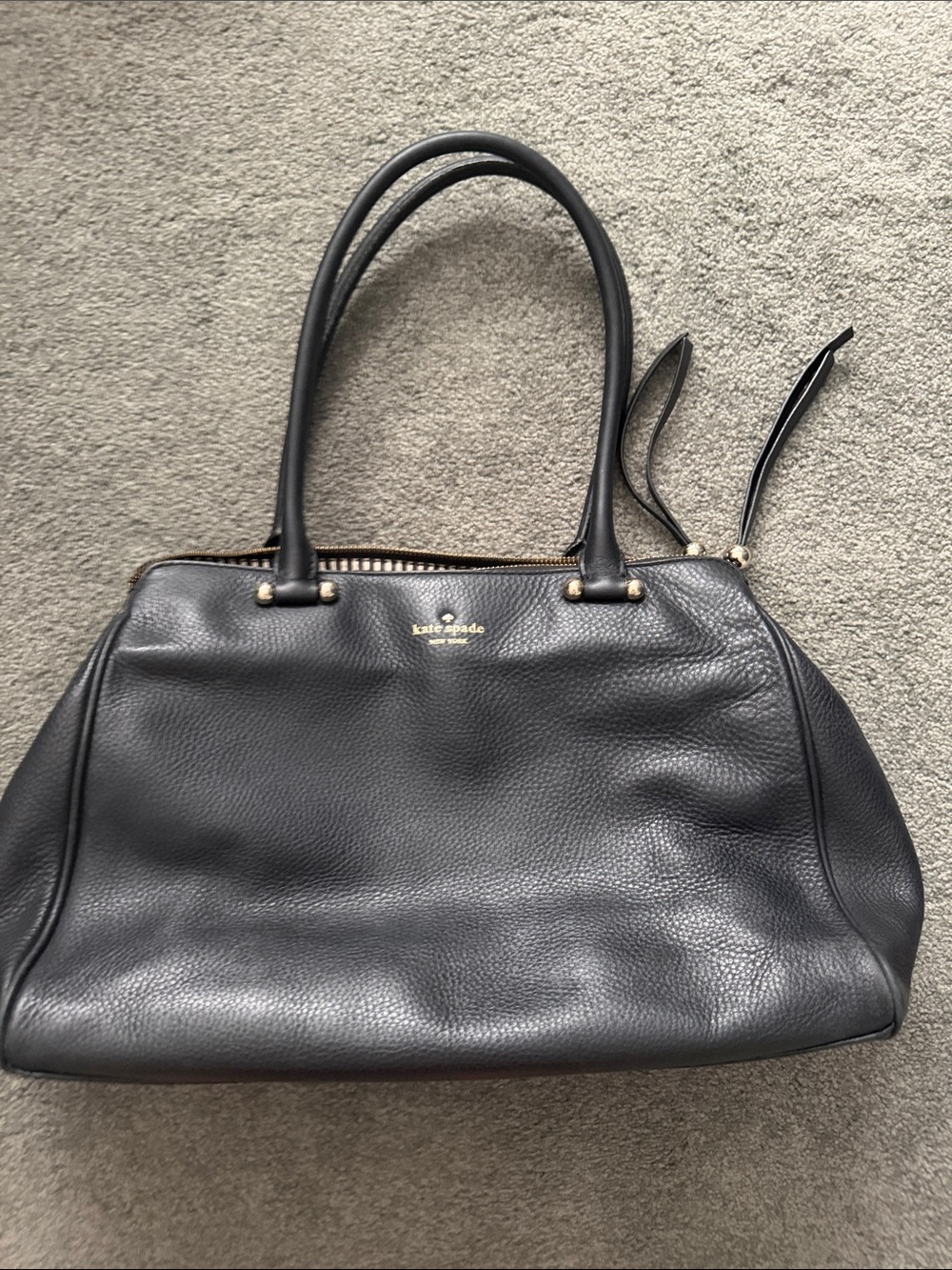 Kate Spade Black Pebbled Leather Shoulder Bag with Gold Hardware